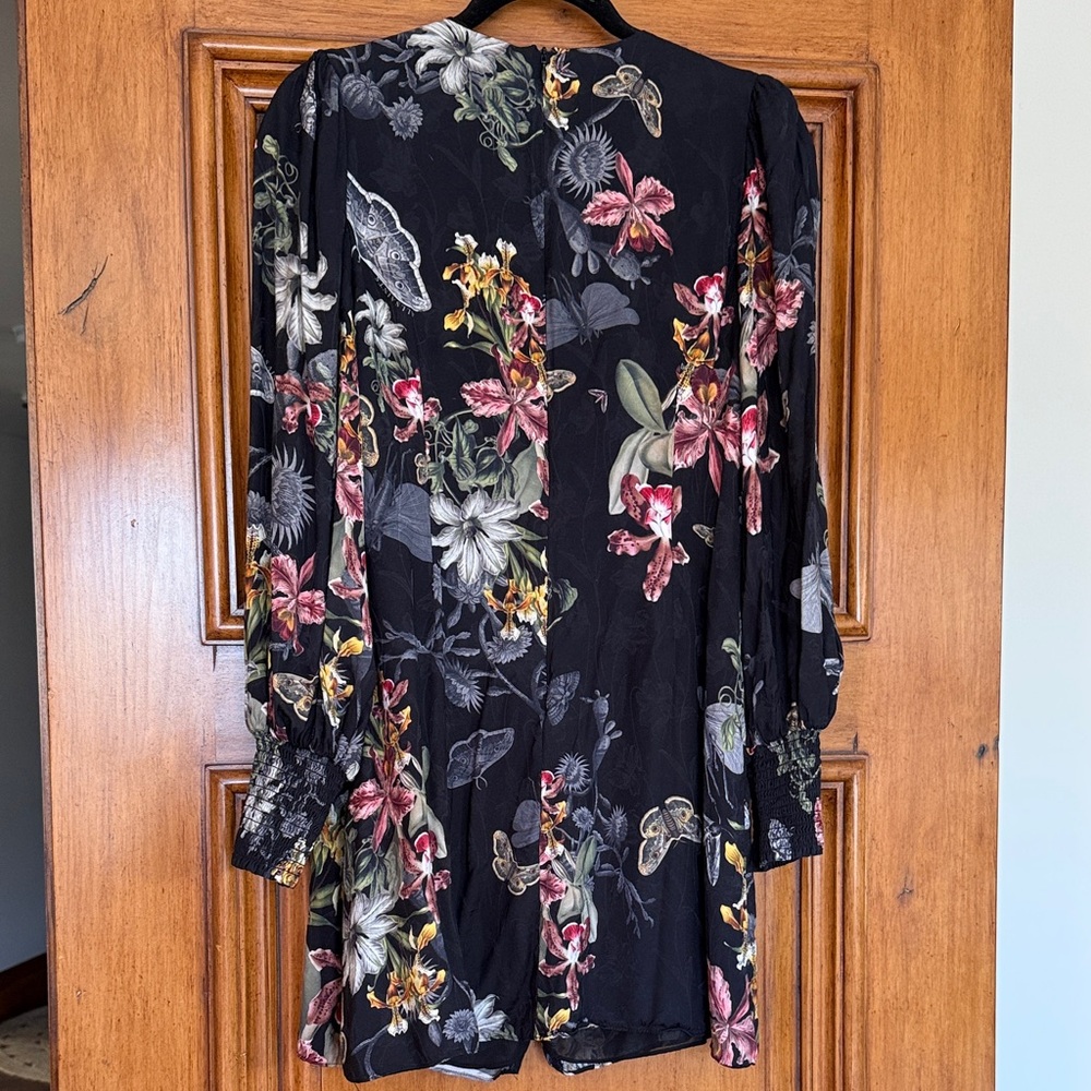 All Saints Black Floral Mini Dress - Picture 3 of 7